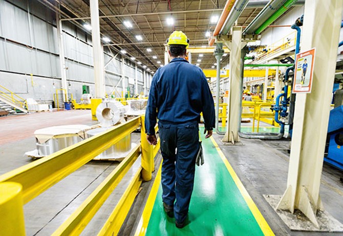 man walking safety small